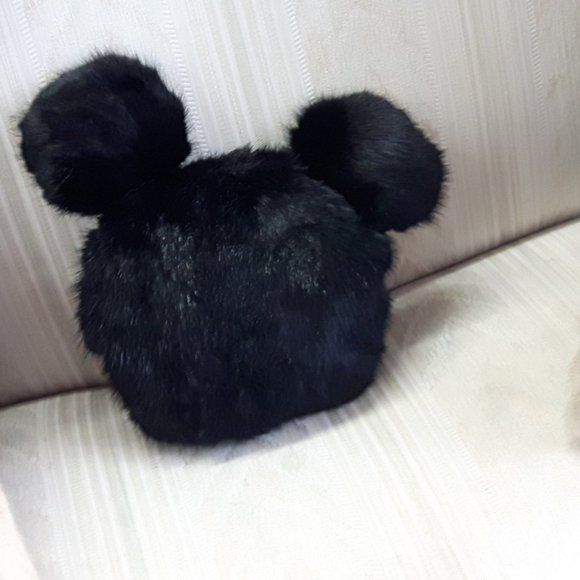 Handmade Genuine Black Mink Fur Mouse Pillow - Picture 2 of 4